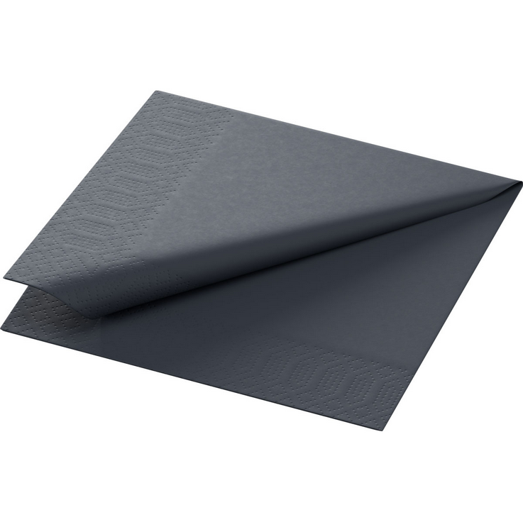 Duni Cocktail Serviette 3lg. 24x24, 1/4F schwarz 8x250Stk.