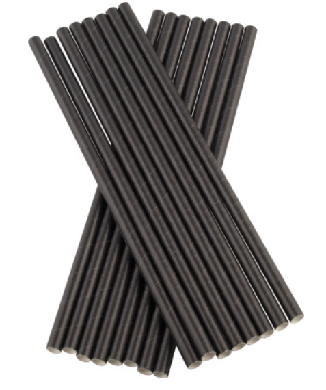 Trinkhalme - Papier Kraft, 8x230mm, schwarz, 3.000 Stk/Karton
