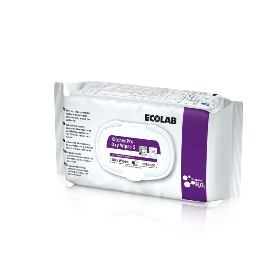ECOLAB Kitchenpro Oxy Wipes S Gebrauchsfertige Desinfektionstücher 6x100 Stk.