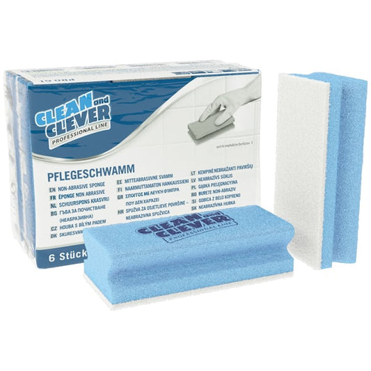 Clean&Clever Pflegeschwamm blau/weiß 6er 7x15cm
