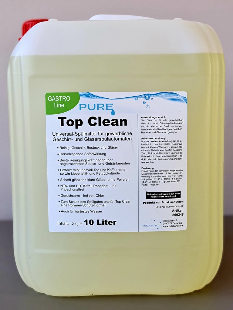 PURE Top Clean, Gläser- & Geschirrmaschinenspülmittel, 10l