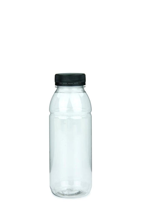 rPet Flasche 330ml mit schwarzem Deckel, 300 Stück