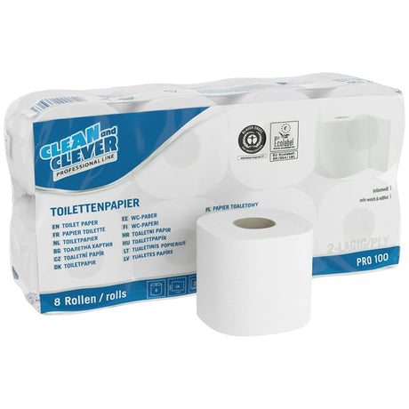 Clean&Clever Toilettenpapier Recycling weiß 3lg, 8Rll à250Bl
