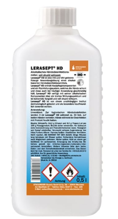 Lerasept Haut-/Händedesinfektion Euroflasche 0,5L - 20 Flaschen pro Karton