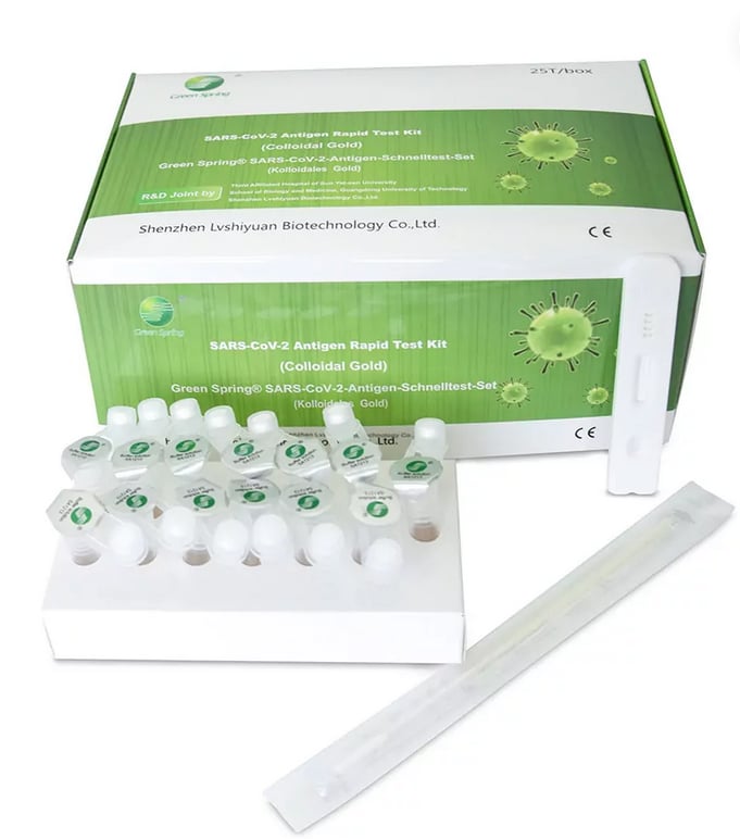 Antigen Schnelltest Green Spring® 4 in 1 (Nase-Rachen, Nasal, Rachen, Lolli-Test)