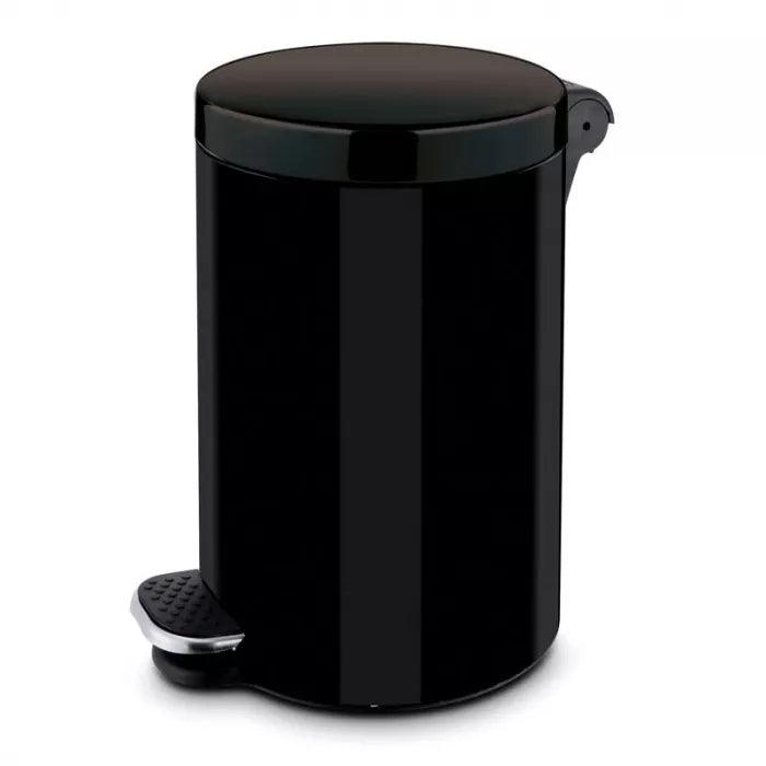 Runder Tretmülleimer/Hygienemülleimer schwarz- 5l aus Edelstahl